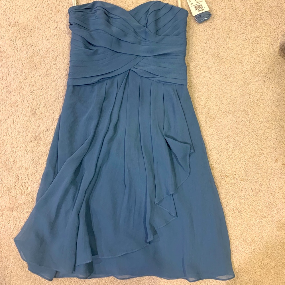 Short Crinkle Chiffon Dress with Front Cascade